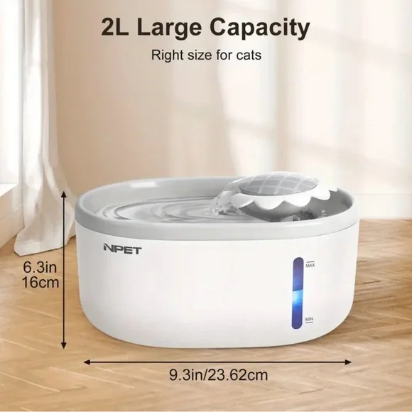 White Grey 2L/ 67oz Automatic Pet Water Fountain with Quiet Pump - Picture 1 of 11
